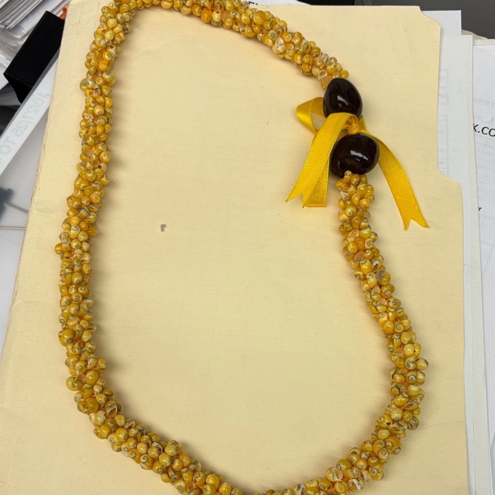 Hawaii Yellow Beaded Necklace with Brown Accents - for all occasions- NWOT